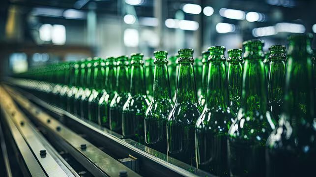 Mass green wine bottle production line